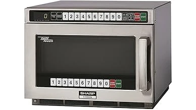 The image shows five heavy-duty commercial microwaves, perfect for restaurant use.