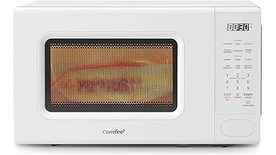 This image shows a selection of five compact, mini microwaves ideal for small spaces.
