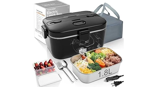 This image shows a sleek, compact portable microwave, ideal for car travel and featured among best sellers.