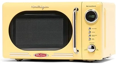 The image shows a collection of attractive, colorful retro-style microwaves, representing the best-selling five models.