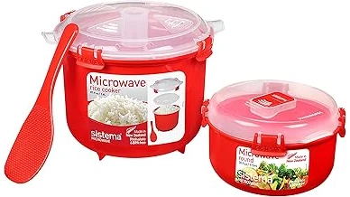 The image shows a selection of five popular microwave rice cookers perfect for quick meals.
