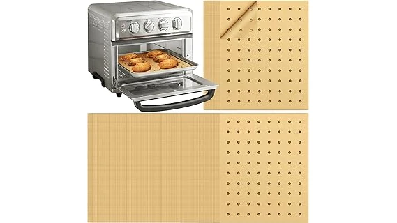 This image shows a collection of five popular air fryer oven liners arranged attractively for display.