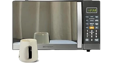 The image shows a collection of five top-rated Emerson microwaves displayed attractively.