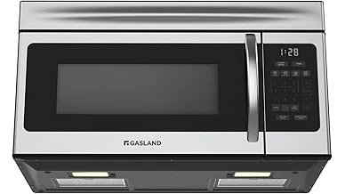 The image shows a collage of five sleek over-the-range microwaves, highlighting top-rated models.
