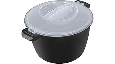 This image shows five sleek, modern rice cookers designed for microwave use, a top-rated selection.